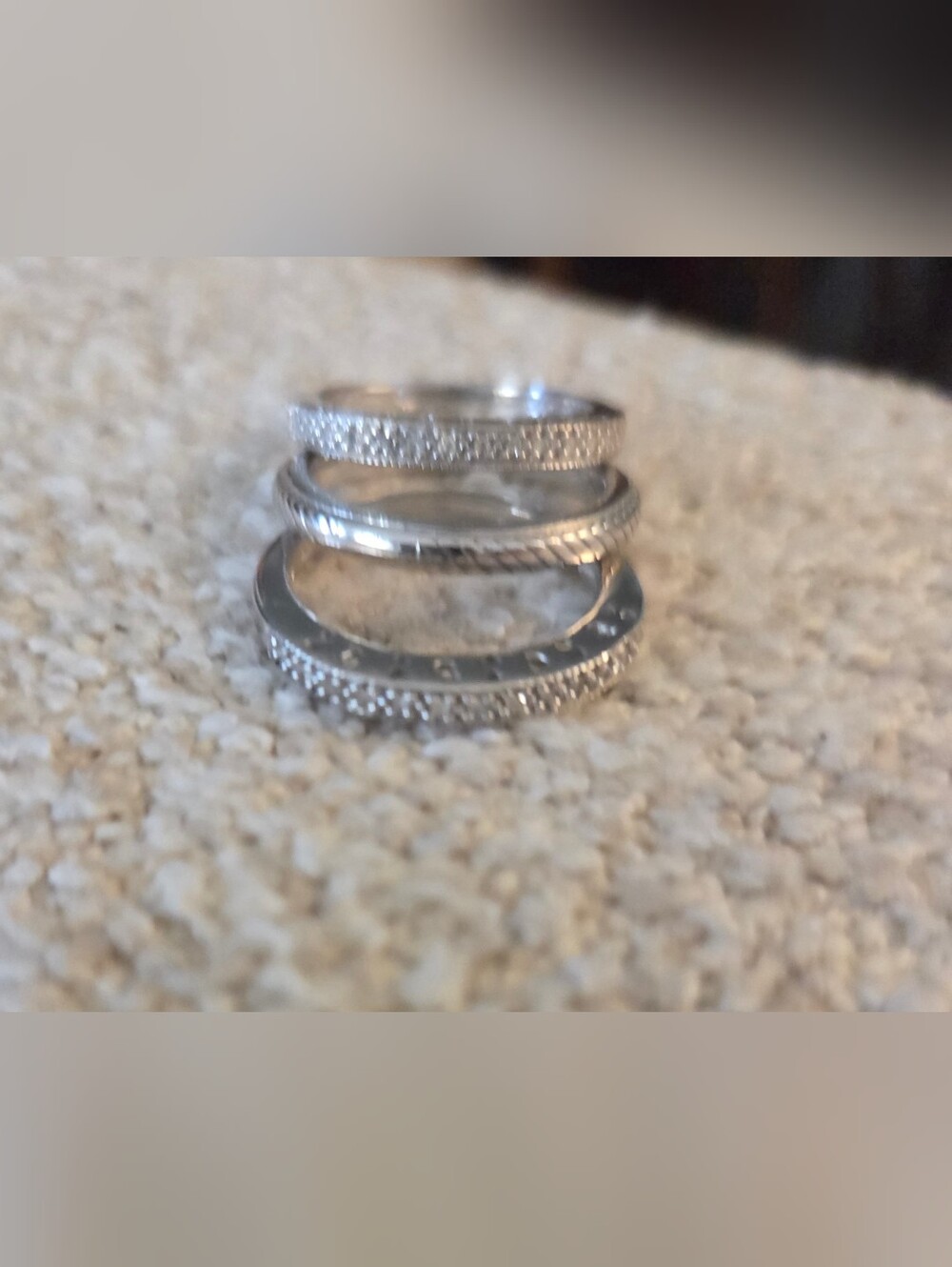 Authentic Judith Ripka 925 Sterling Silver CZ & Cable Stacking Bands (set of 3) - Picture 2 of 9